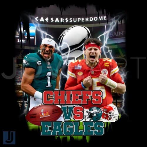 2025 Super Bowl Chiefs vs Eagles Hurts vs Mahomes PNG