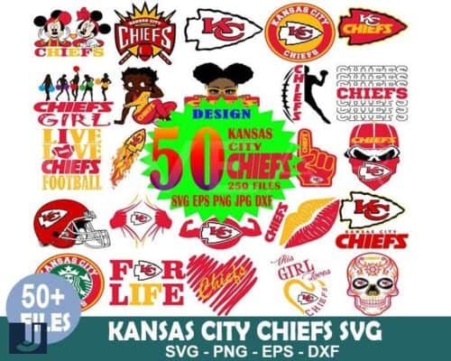 50 Kansas City Chiefs SVG Design Bundle for Fans