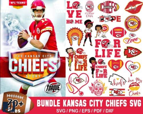 70 Kansas City Chiefs Football SVG Designs Bundle