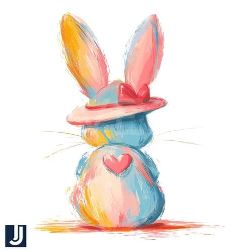 Adorable Bunny in Brushstroke Style PNG Format