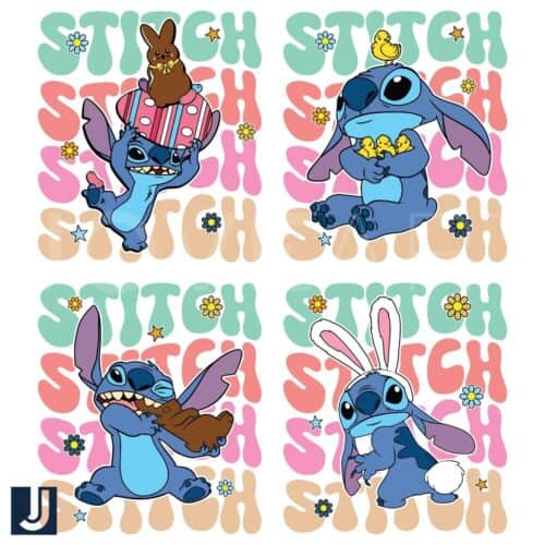 Adorable Bunny Stitch Easter Day PNG Bundle