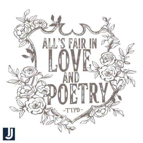 Alls Fair in Love Poetry Floral Crest SVG Design