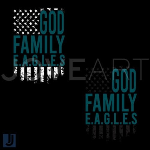 American Flag PNG with God Family Majestic Eagles