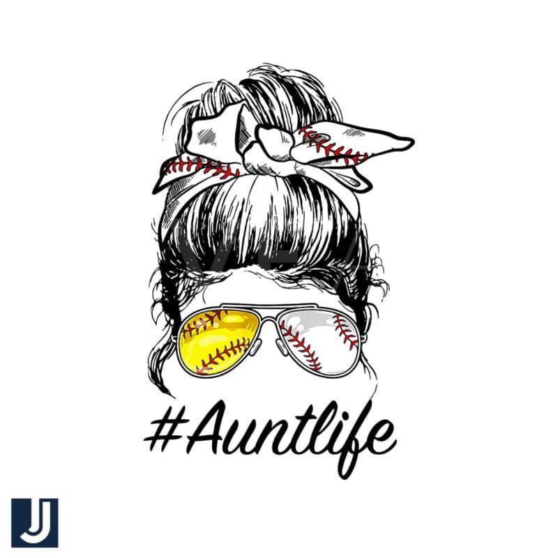 Aunt Life Softball PNG Messy Bun Sporty Vibes