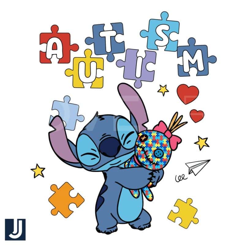 Autism Awareness Cartoon Stitch Puzzle Pieces PNG