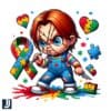 Autism Awareness Chucky Horror Character PNG
