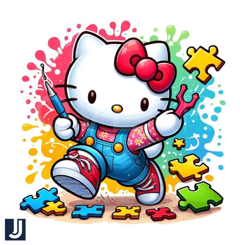 Autism Awareness Hello Kitty Puzzle PNG