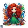 Autism Awareness Merida Princess Cartoon PNG