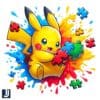 Autism Awareness pikachu Colorful Puzzle PNG