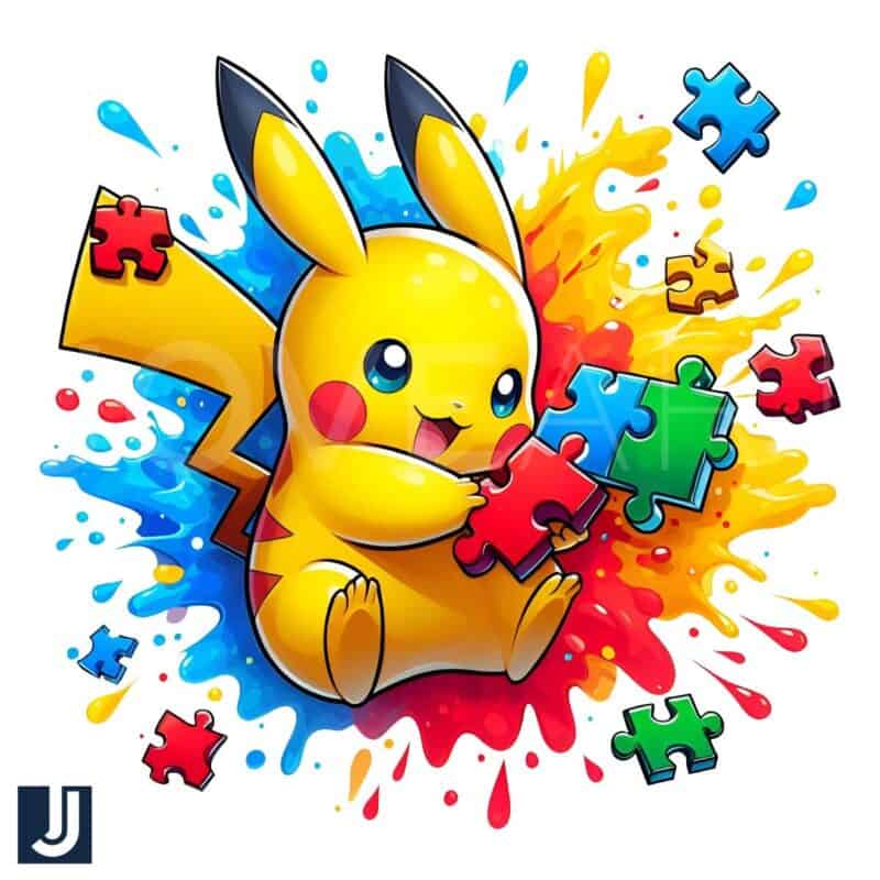 Autism Awareness pikachu Colorful Puzzle PNG