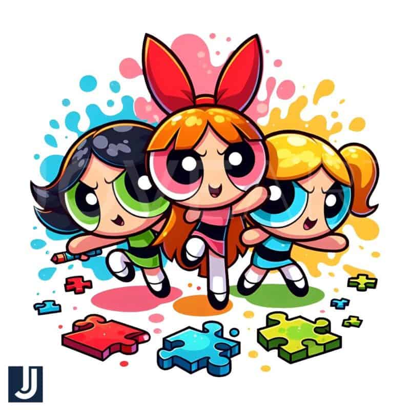 Autism Awareness Powerpuff Girls Puzzle PNG