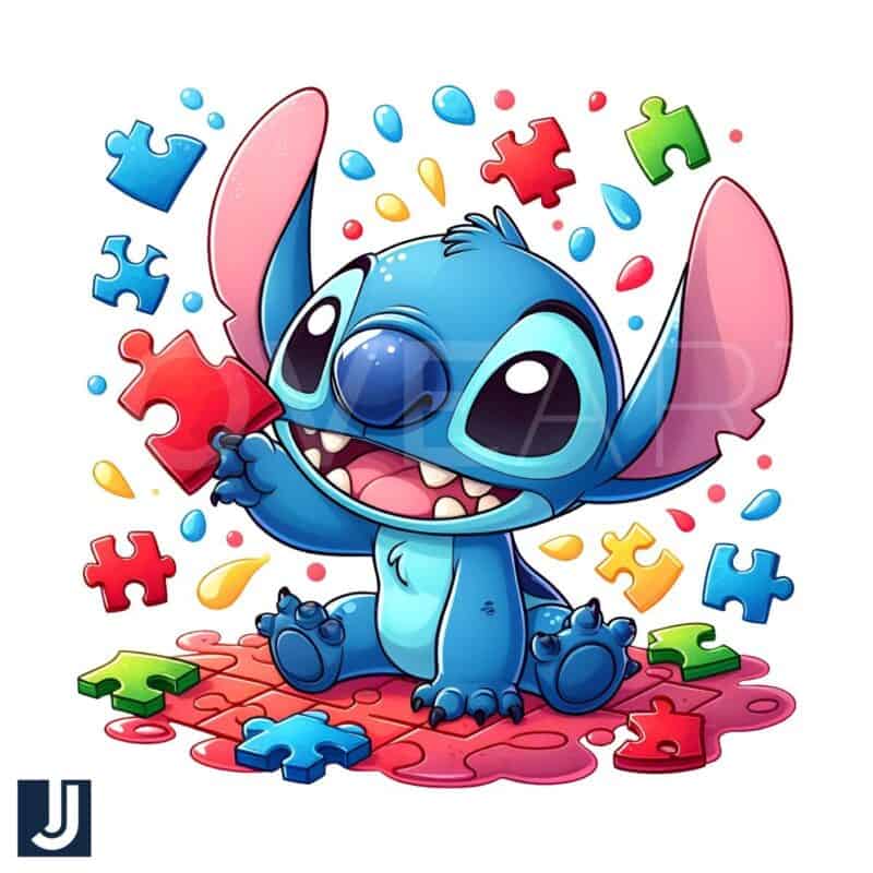 Baby Stitch Autism Awareness Puzzle Png