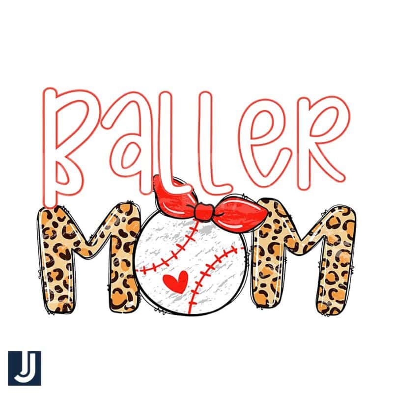 Baller Mom Softball PNG with Red Bow Tie