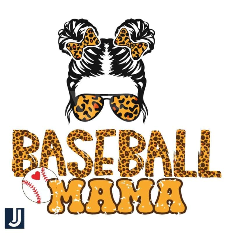 Baseball Mama Leopard Print PNG