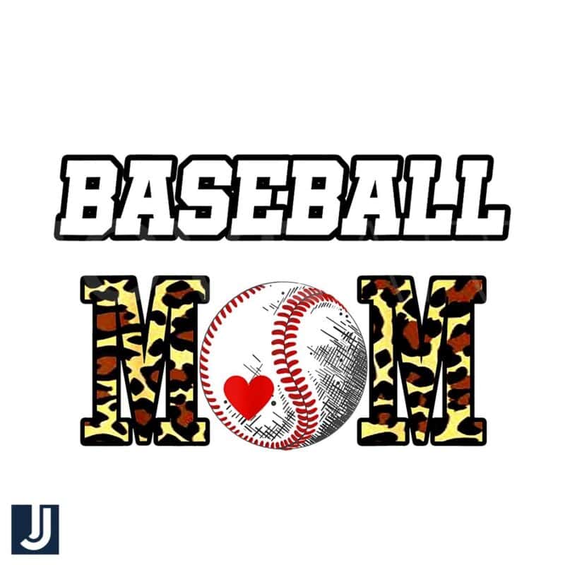 Baseball Mom 3D Leopard Print Sports PNG Design