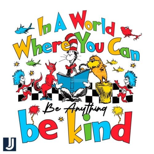 Be Kind Checkered Dr Seuss PNG Design