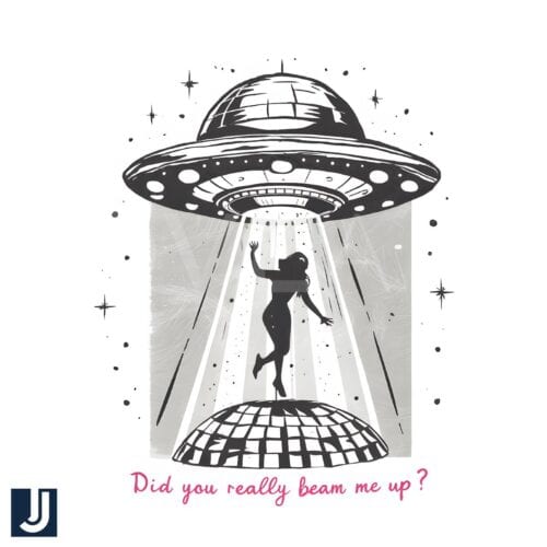 Beam Me Up Retro UFO Disco Ball PNG Design