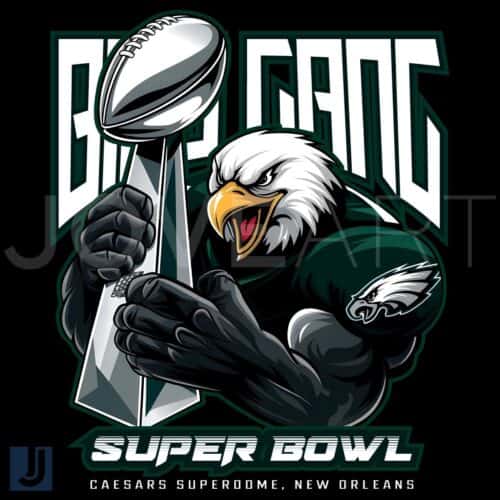 Bird Gang Eagles Mascot Super Bowl LIX Champions PNG