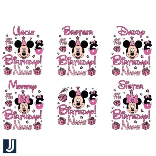 Birthday Girls Minnie Mickey Mouse Family Bundle PNG