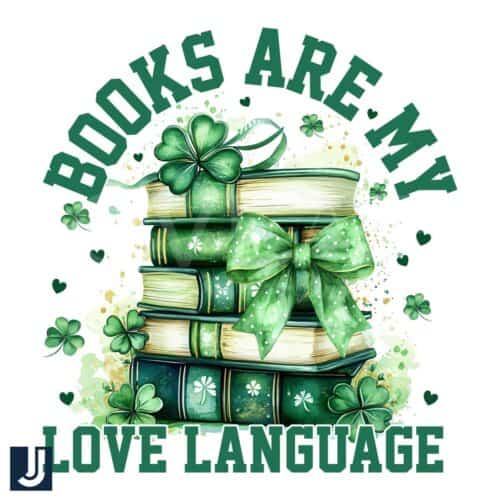 Books Are My Love Language St Patricks Day Coquette PNG