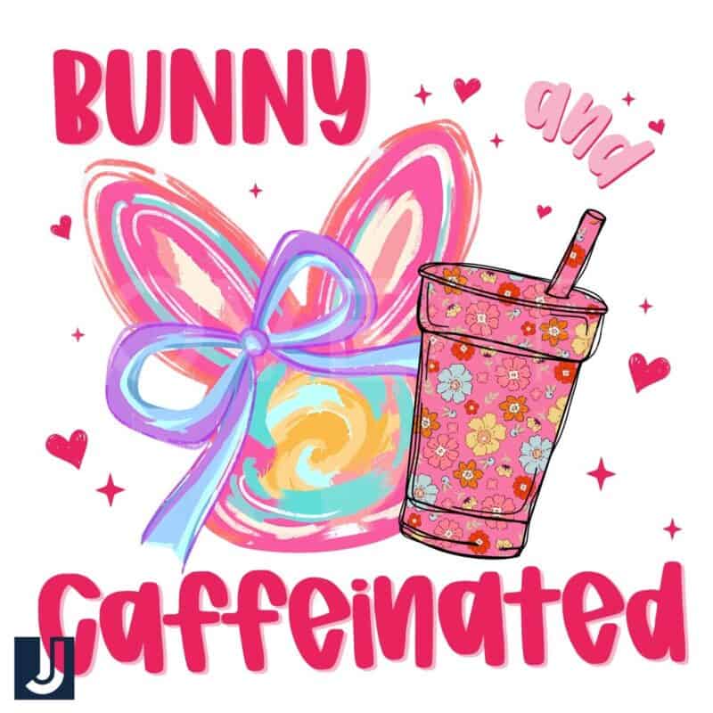 Caffeinated Coquette Bunny Coffee PNG Design