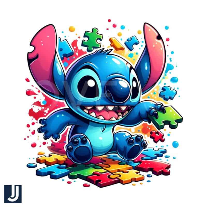 Cartoon Stitch Colorful Puzzle Autism Awareness PNG