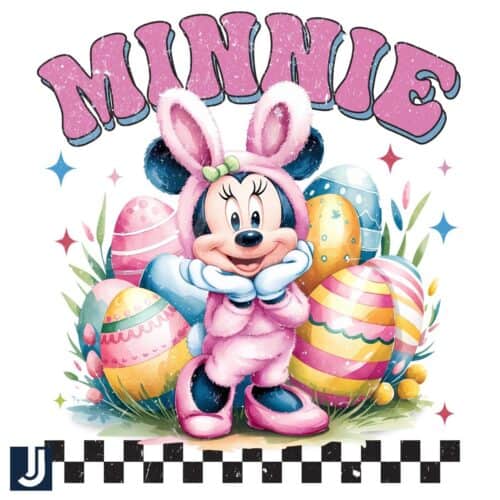 Checkered Bunny Minnie Easter Coquette PNG Design