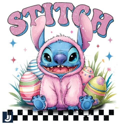 Checkered Bunny Stitch Easter Coquette PNG Design