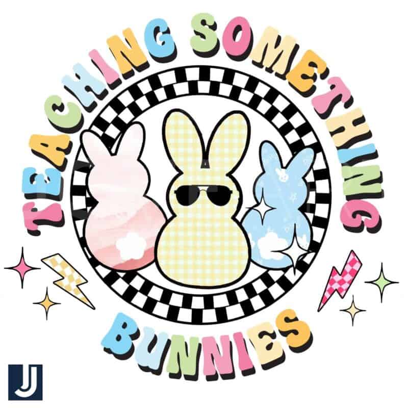 Checkered Bunny Teaching Design PNG