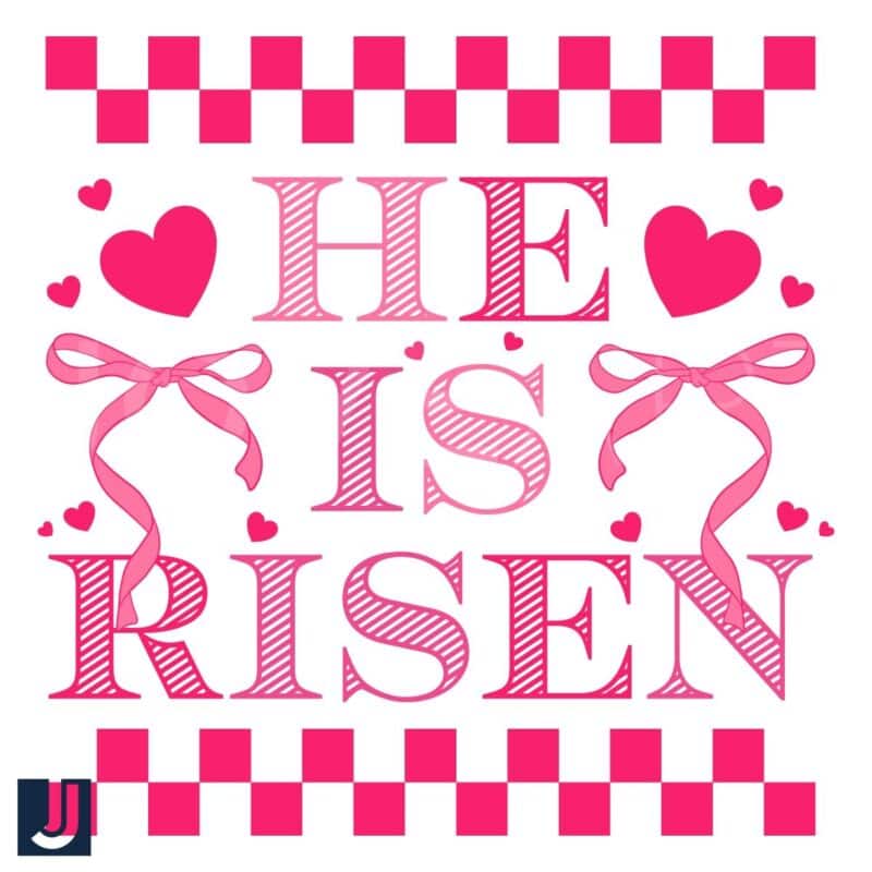 Checkered Coquette Bow He Is Risen PNG Design