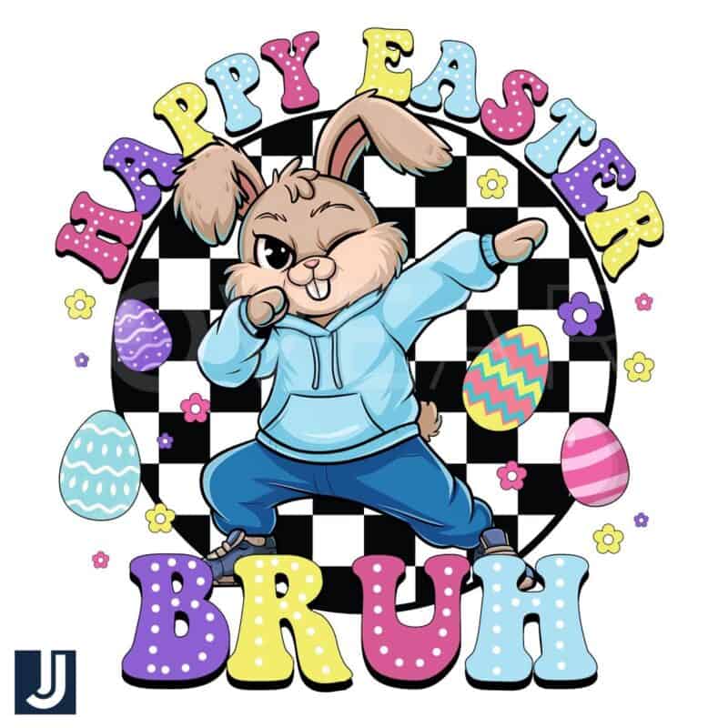 Checkered Happy Easter Bunny PNG Bruh Style