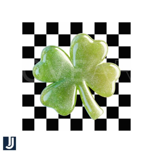 Checkered Lucky Clover PNG for St Patricks Day