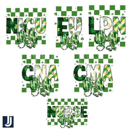 Checkered St Patricks Day Nurse Bundle PNG