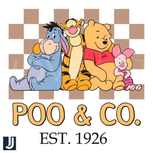 Checkered Winnie the Pooh Friends Est 1926 PNG