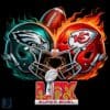 Chiefs vs Eagles Super Bowl LIX Football Helmet PNG Design
