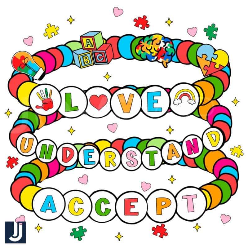 Colorful Autism Awareness Bracelet Love Understand Accept SVG