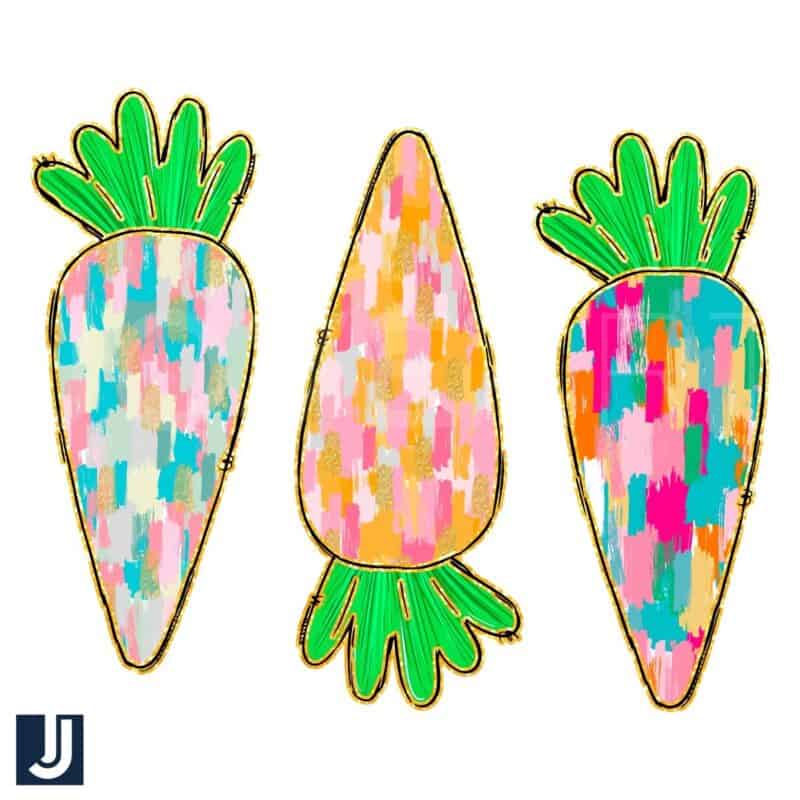 Colorful Boho Glitter Easter Carrot PNG Design