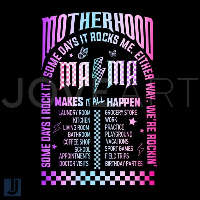 Colorful Checkered PNG for Mamas Motherhood Journey