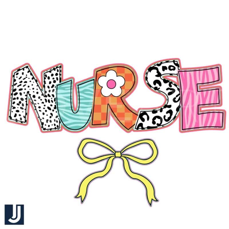 Colorful Coquette Bow Nurse PNG Design