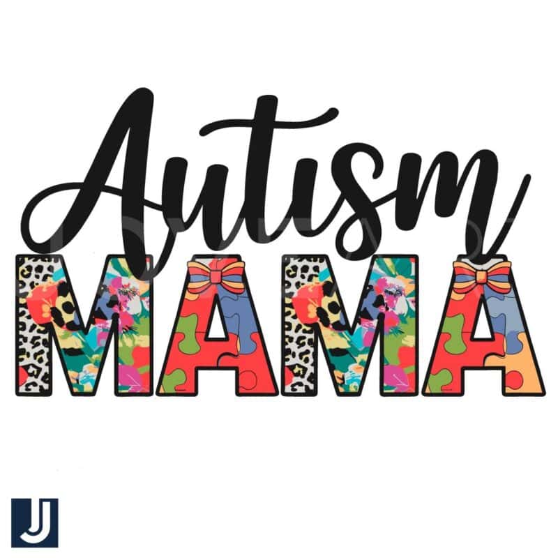 Colorful Floral Leopard Autism Mama PNG Design