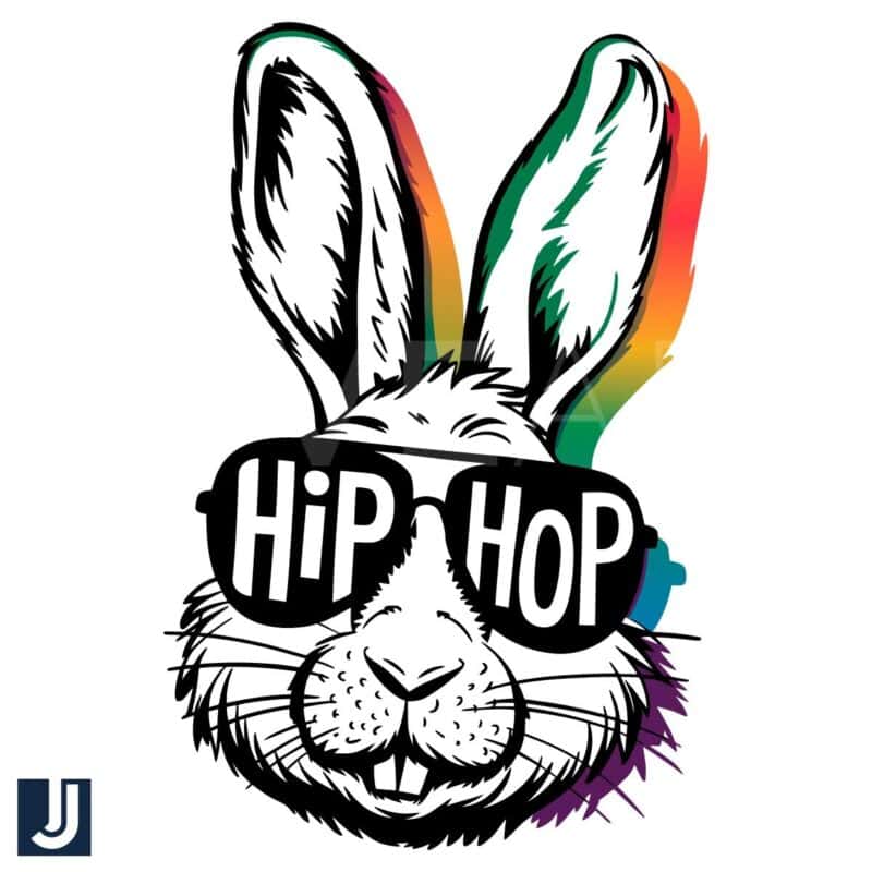 Colorful Rainbow Easter Bunny Hip Hop Sunglasses SVG