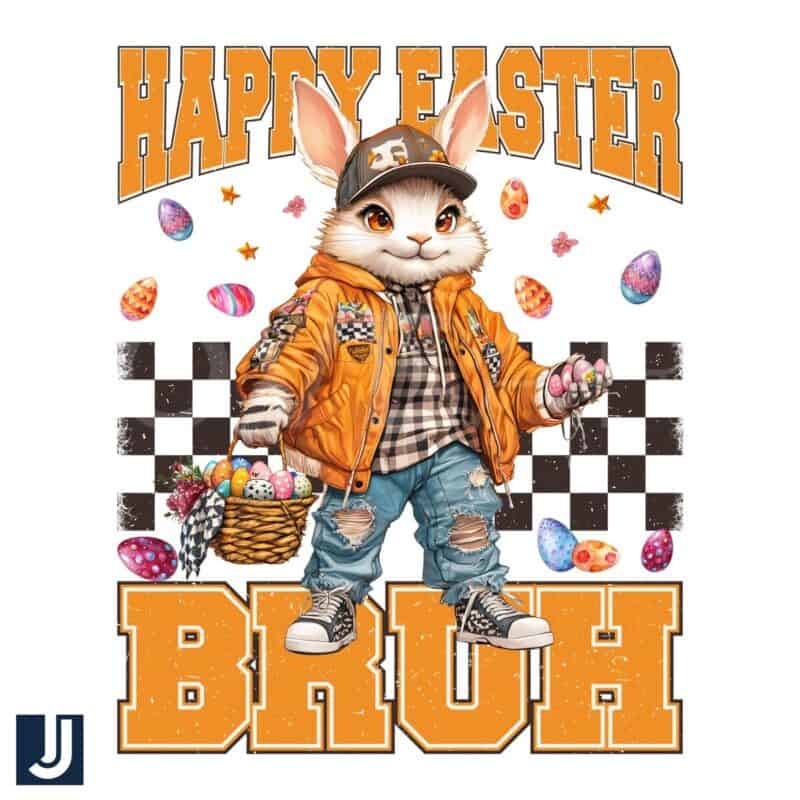 Cool Bunny Checkered PNG Happy Easter Bruh