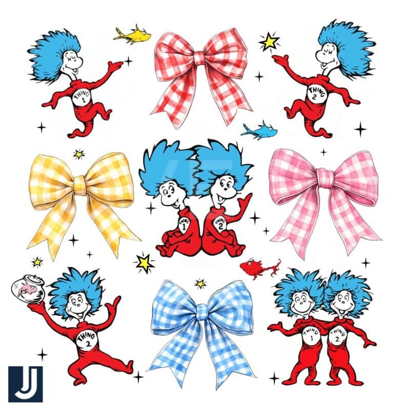 Coquette Bow Thing One Two Dr Seuss PNG Design