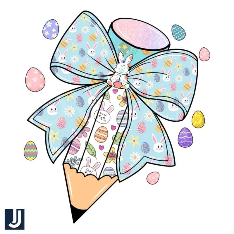 Coquette Bunny Bow PNG Cute Easter Pencil Design