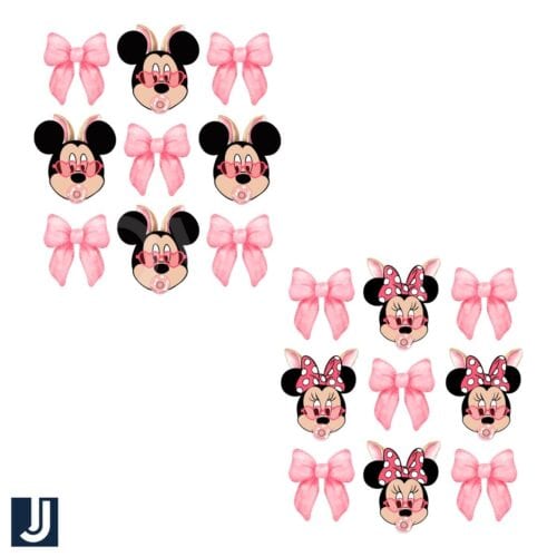 Coquette Pink Bow Bunny Mickey Minnie PNG