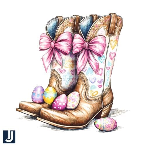 Coquette Western Cowgirl Boots Easter PNG