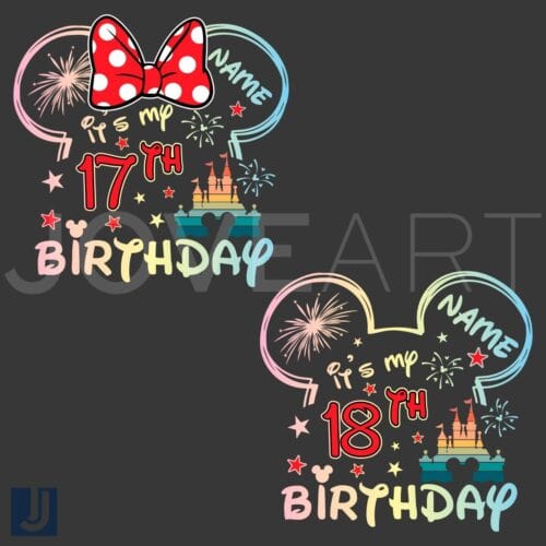 Custom Name Disney Birthday Bundle PNG Celebrate in Style