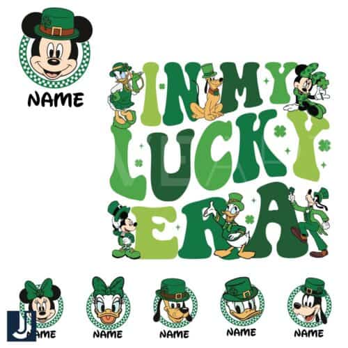 Custom Name Disney Friends Lucky Era PNG Design