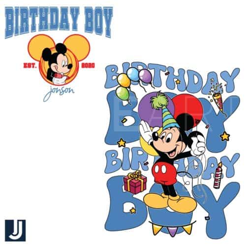 Custom Name Mickey Mouse Birthday Boy Party PNG