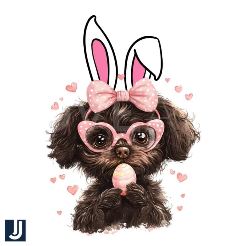 Cute Bunny Fluffy Dogs Easter Egg PNG